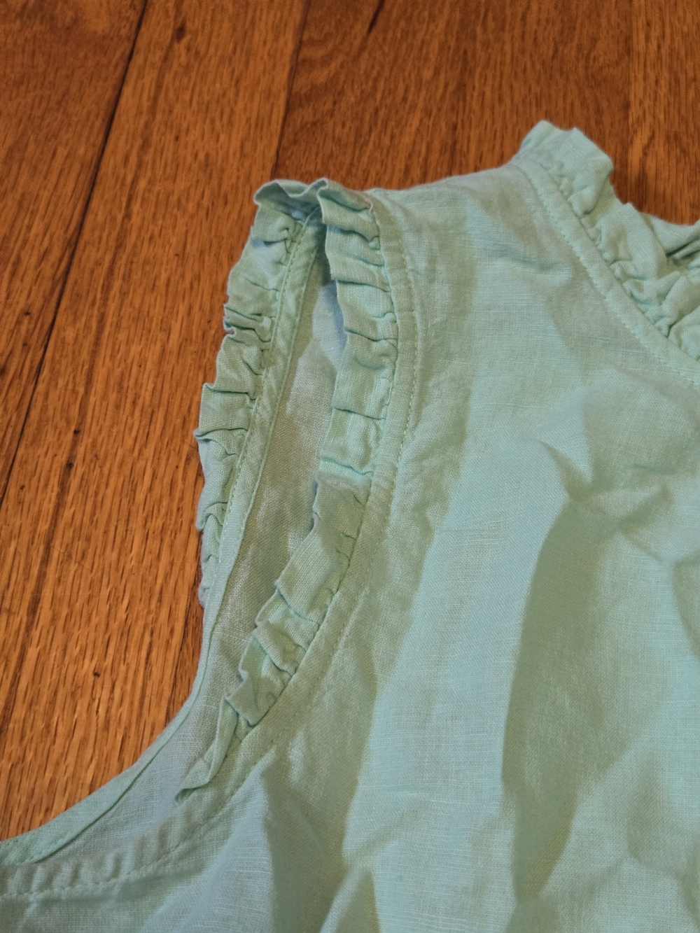 J. Crew Sleeveless Ruffled Mint Green Blouse